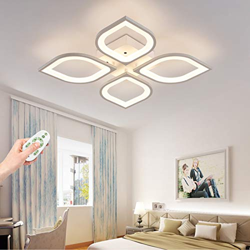 Moderne Dimmbare 30W LED-Deckenleuchte Kreative Blumenform Design wohnzimmerlampe Metall Acryl Blütenblätter Deckenlicht Schlafzimmer Deckenlampe Kinderzimmerlampe Mit Fernbedienung Kronleuchter Weiß