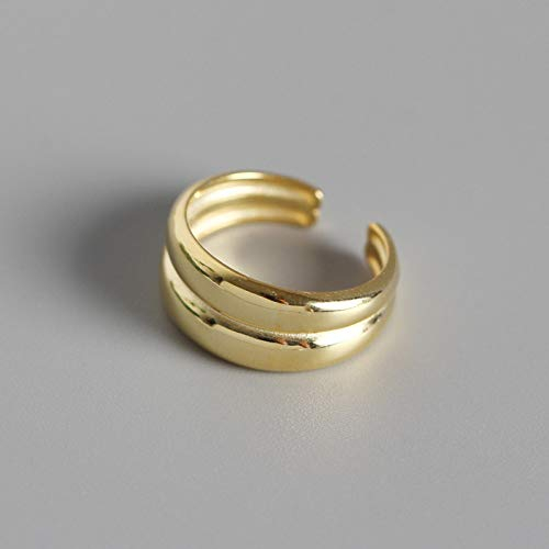 LCDIUDIU Einstellbare Ring Frauen,S925 Sterling Silber Gold Kreative Doppelte Breite Glänzende Mode Verstellbarer Offener Knöchel Schwanzring Fingergelenk Zehenring Schmuck Für Frauen Mädchen Ge
