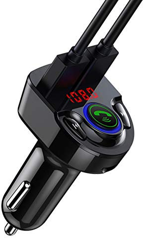 Transmetteur FM Bluetooth pour Voiture G32 12-24V Adaptateur de Voiture Bluetooth Lecteur MP3 FM Carte mémoire Mains Libres A2DP Accessoire de Voiture Double Port USB(Noir)
