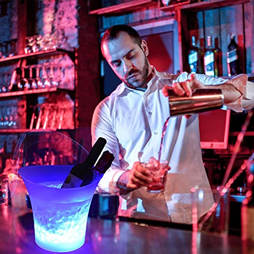 Raopuzi Seau à Glace De 5 L à LumièRe LED ColoréE - pour Champagne, Vin, Boissons, BièRe - pour Bar, FêTe