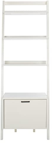 SAFAVIEH Home Collection Lavina White 3-Tier 1-Door Leaning Storage Display Shelves Living Room Bedroom Office Etagere