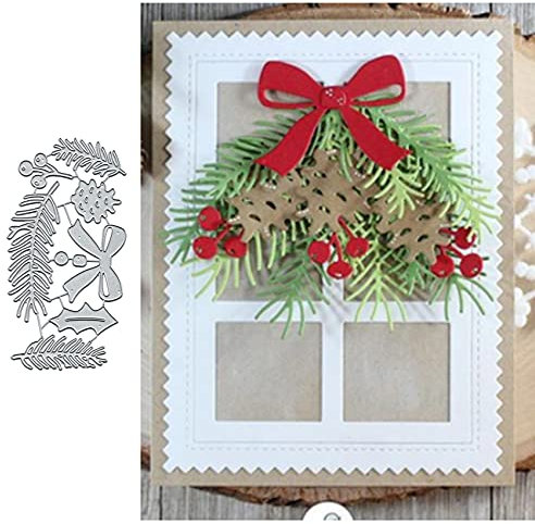 Christmas Leaves Flower Metal Die Cuts,Christmas Leaf Pine Bowtie Card Cutting Dies Cut Stencils DIY Scrapbooking Photo Album Decorative Embossing Paper Card Making