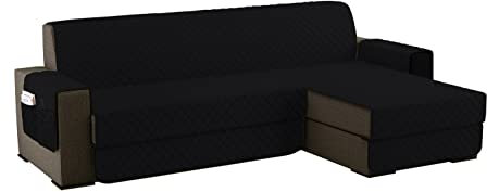 sevi's Sofabezug L Form 250cm Wasserdicht, Sofa überzug Ecksofa Reversibel Kratzfest Fleckenresistent - Sofa Cover für Katzen und Hunden - Schwarz