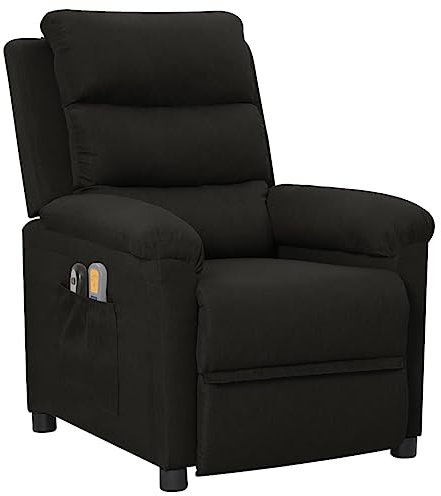 vidaXL Massagesessel, Sessel Verstellbar Elektrisch, Relaxsessel mit Liegefunktion Vibrationsfunktion, Fernsehsessel Liegesessel, Schwarz Stoff