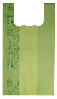 VIRSUS 4 kg Buste Shopper biodegradabili compostabili Formato 35x65cm 35+20x65, Peso Busta 22 gr, Shoppers di Colore Verde Sacchetti biodegradabili per la Spesa, Circa 180 Buste