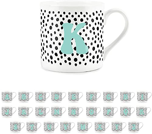 Purely Home Letter Initial Personalised Mugs - Spotty Alphabet Bone China Coffee/Tea Cups (K)