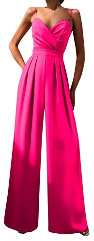 Jumpsuit Damen Festlich - Weiß, Pink, Blau, Elegant Mit Ärmel, Military Overall, Lange Arbeitshose