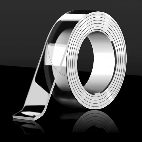 sennuo Nano Double Sided mounting Tape Heavy Duty, Double 2 Adhesive Tape for Walls,Washable Sticky Strong Wall Tape Strips,Transparent Tape Poster Carpet Tape for Paste Items, 9.8ft×1.18inx0.098in.