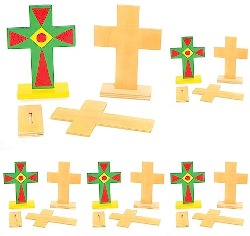 Baker Ross AC638 Kreuze zum Aufstellen aus Holz Bemalen und Verzieren zu Ostern – Kreatives Bastelset für Kinder/Erwachsene (4 Stück), Pack de 4 (Packung mit 5)