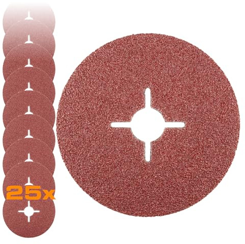 RHODIUS KFS Fiberscheibe, 125 mm, K36, 25 Stück, für Winkelschleifer | Für Stahl, hoher Abtrag, gute Zerspanungsleistung, lange Lebensdauer, geringer Funkenflug, für Winkelschleifer