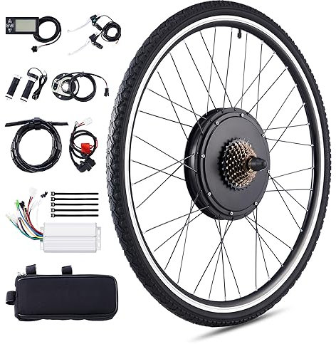 Viribus Kit de Conversion pour Vélo Électrique 48V 1000W Roue Arrière 28, Kit de E-Bike Moteur Moyeu Roue Électrique avec Affichage LCD & Système Pas