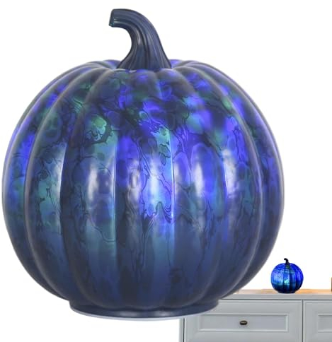 Halloween-Kürbis- aus Glas - Glaskürbis mit LED-Licht,Beleuchtete Glaskürbisse, batteriebetriebene Halloween-Ornamente für Tischplatte, Schlafzimmer, Fenster Luckxing