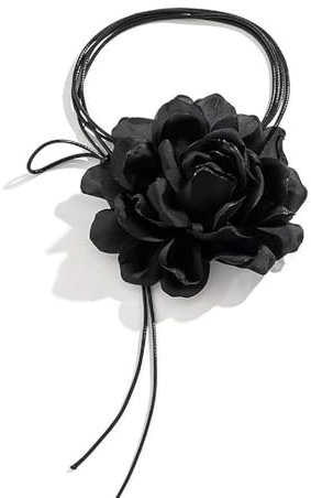 Auony Collana girocollo con fiore nero con rosa con catena regolabile in tessuto per donne ragazze sposa festa di compleanno, Faric