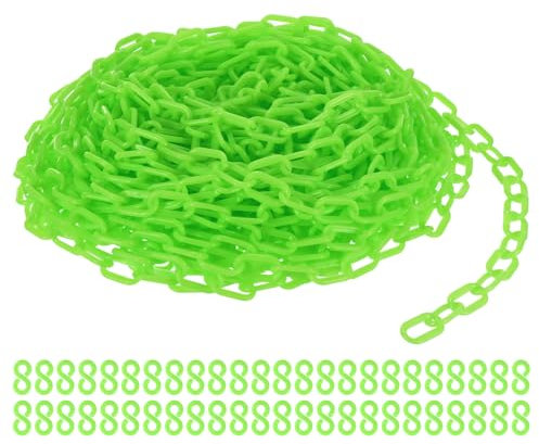 PATIKIL 30,5m Absperrkette Kunststoff mit 24 Kettenglieder Warnkette Plastikkette Sicherheitskette Plastik Dekorationskette von Flächen stabil für Absperrung, Grün