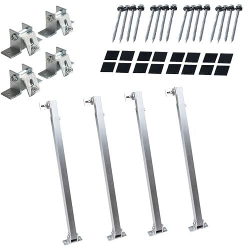 Solarmodul Halterung für Balkonkraftwerk Silber (30-60°) 2 Panele, Aufständerung für Solarpanel, Verstellbare Solar Halterung , Aluminiumrahmen für Photovoltaikanlagen, Wetterfest und Robust, 0% Mwst