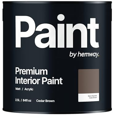 Hemway - Premium Interior Paint - Cedar Brown 2.5 L | Indoor Matt Finish, Acrylic & Water-Based Emulsion | Quick Dry & High Coverage for the Kitchen, Bathroom & Bedroom