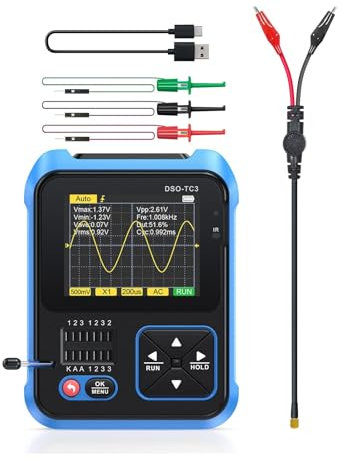 DSO TC3 Oscilloscope Numérique Testeur De Transistor Fonction Générateur De Signal 3 En 1 Testeur De Composants Électroniques Multifonction(A)