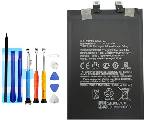 Vvuilsty BN5E Batterie de rechange, rechargeable, à 0 cycle, pour Xiaomi Poco X4 Pro 5G, Redmi Note 11 Pro, avec kits d'outils de réparation