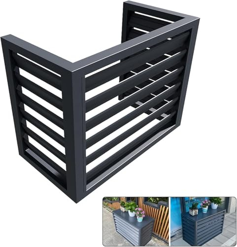 Verkleidung Klimaanlagen Abdeckung Aus Aluminium Blumenständer Draußen Gitter Klimaanlagen Zaun Für Außengeräte Zäune Jalousien Design(Color:Gray 3 SideSize:3p)