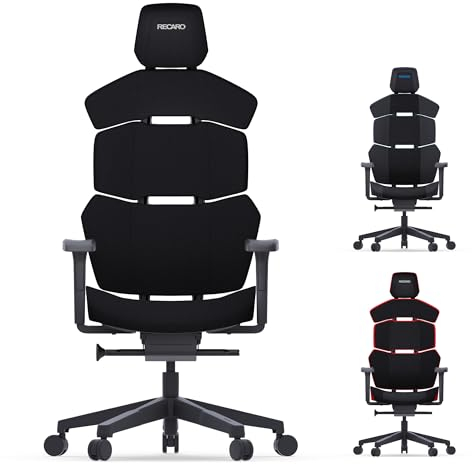 RECARO NXT Essential Premium Gaming & Bürostuhl Ergonomisch [Büro-Zertifiziert] | Made in Germany | Hochwertiger Stoffbezug | Höhenverstellbar - bis 150kg, Raven Black