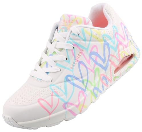 Skechers Women's UNO-Spread The Love Trainers, Wptq Wht Pnk Turq, 6 UK