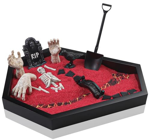 Coffin Zen Garden for Desk 7 x 9 Mini Zen Garden Kit Accessories for Office Tray Spooky Gifts Gothic Decor