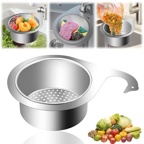 Stainless Steel Swan Sink Strainer Basket, Drain Basket for Kitchen Sink, Cesta Coladora de Fregadero de Cisne de Acero Inoxidable, Cesta de Filtro para Fregadero Colgante,Kitchen Sink Waste Filter