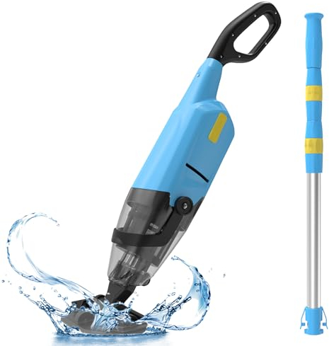 Oxseryn Tragbarer Poolsauger mit Teleskopstange, Pool Staubsauger Laufzeit bis zu 60 Min wiederaufladbarer Poolreiniger mit starker Saugleistung von bis zu 10 Gallonen/Min für Sand und Schmutz