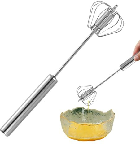 Stainless Steel Egg Beater - Hand Mixer Egg Beater | Semi Automatic Egg Whisk | Hand Push Whisk Blender | Hand Whisk Manual | Kitchen Gadgets | Rotating Push Mixer Stirrer for Whisking, Beating