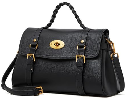 GZE-KODJFKPO Handtaschen aus echtem Leder for Damen, Damenhandtasche aus Rindsleder, Umhängetasche for Damen, leichte Schultertasche(Black)