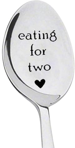 Spoon for Women, Pregnancy Gift for New Mum, Stainless Steel Dessert Spoons, Long Handled Coffee Spoons, Eating for Two Gift for Pregnant Mom, Female Friends Coffee Tea Lover Gift