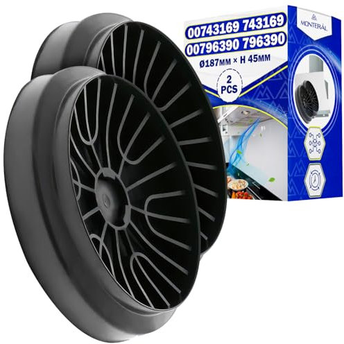 2 Stück Kohlefilter für Dunstabzugshauben Ø187 x h 45 mm 00743169 743169 00796390 796390 für Bosch für Balay für Constructa für Siemens für Neff - MONTERAL