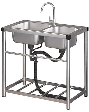 Fregadero Exterior Jardin Fregadero Industrial Fregadero de Cocina, Fregadero Independiente de Acero Inox 1 Seno, Fregadero Industrial for Cocina, Garaje(78 * 43 * 80cm/31 * 17 * 32in)