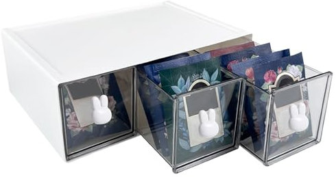 Labmilon Porta Tisane con 3 Cassetti, Contenitori Bustine The, Cassetti Plastica Impilabili, Organizer Te, Contenitore Cialde Caffe, Portatisane, Scatola Infusi, Tea Box per L'Archiviazione Delle