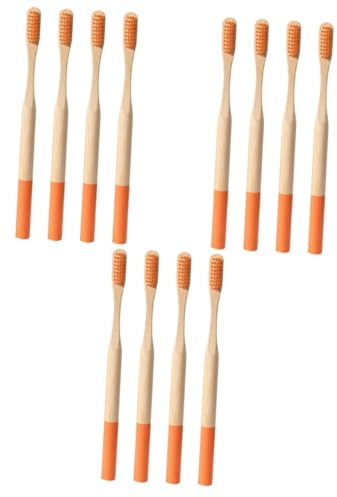 DEARMAMY 3 Sätze Umweltfreundliche Bambus Zahnbürste Öko Empfindlich Reisen Mundhygiene Clean Zeichenkohle Zahnbürste Für Erwachsene Tragbare Hölzern Orange 4 Stück * 3