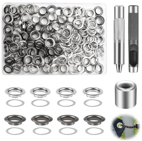 TXErfolg 160pcs Ösen Werkzeug Kit, 12mm Ösen Scheiben Ösenzange mit 3tlg Werkzeugset, Grommet Werkzeug Kit mit Aufbewahrungsbox, Ösenzange Ösenwerkzeug Set für Planen Plane Zelt Markisen