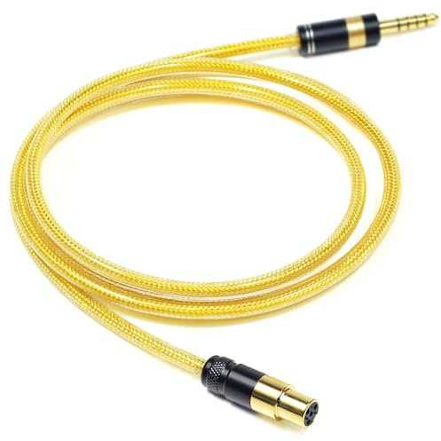 GUCraftsman 4-poliges Mini-XLR 6N OFC versilbert mit Metallabschirmungsschicht 4,4 mm 3,5 mm Kopfhörer-Upgrade-Kabel für Sennheiser HD 490 PRO HD 490 PRO Plus (4,4 mm Stecker)