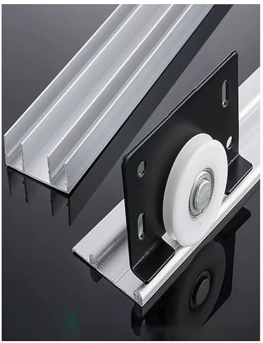 Kit de rails pour portes coulissantes - Système coulissant triple rail pour armoires et portes en verre