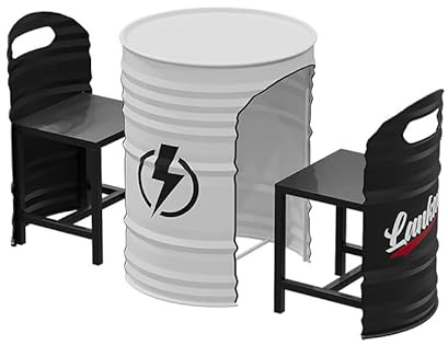Empfangstresen im Industriestil rundes Couchtisch- und Stuhlset mit platzsparendem Push-In-Design Retro-Esskombination aus Metall Balkon-Wohnzimmertisch Verhandlungsempfangstische(2 chairs + 1 table,B
