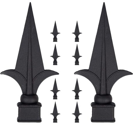 10Pcs Metal Trident Fence Toppers - Fits 1 Square Post Black Fences Finials Fence Caps for Garden Yard Lawn Iron Picket Fences Spire Decoration