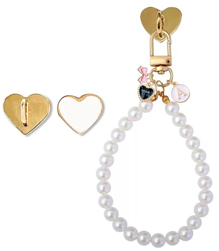 TRXYQ Chaîne de breloques Kindle avec initiale A pour femme - Bracelet Kindle Pearl - Cadeau pour les amateurs de lecture - Breloque monogramme pour liseuse électronique, téléphone, iPad, AirPod