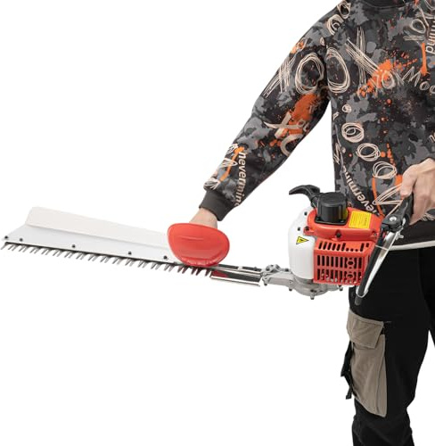 Hedge sax bensin 70 cm, professionell häcktrimmer med 2-taktsmotor för trädgård och landskapsarkitektur – lätt bensinhäcksax för tjocka grenar och häckar, inklusive skyddsutrustning