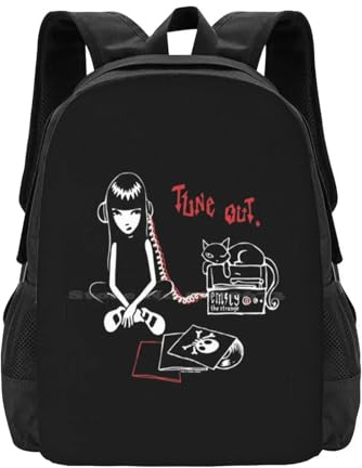 ASDCTYTKO Emily The Strange School Bag Big Capacity Backpack Laptop Emily Strange Unif Pink PC Music Cute Angel Indie Purple Festival Geschenk