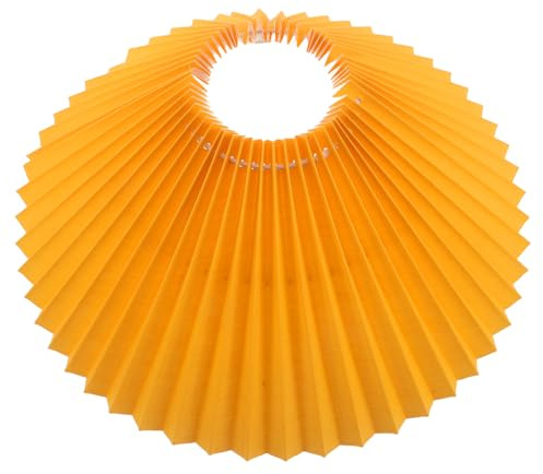 Pantalla Plisada de Tela 32x20x12cm Amarilla de Lámpara | Campana Soporte de 4,3cm, para Mesa, Pie y Noche, Difunde Luz y Conserva Su Forma