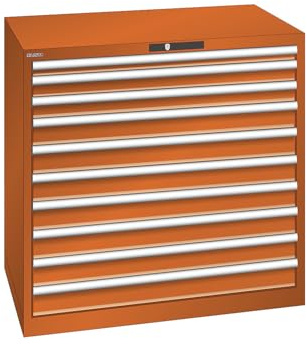 kaiserkraft | ESD-Schubladenschrank | BxTxH 1023 x 725 x 1000 mm | 10 Schubladen | Traglast 75 kg | orange