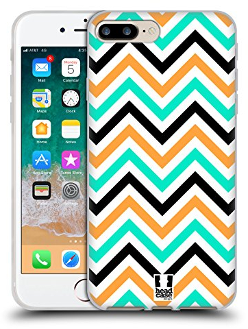 Head Case Designs Blaugrün Und Orange Neon Zigzag Soft Gel Handyhülle Hülle kompatibel mit Apple iPhone 7 Plus/iPhone 8 Plus