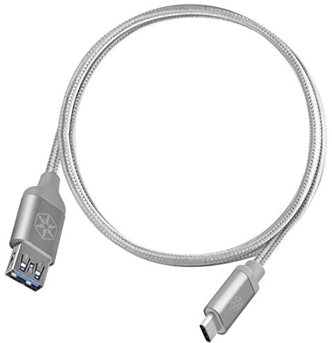 SilverStone SST-CPU05S-500 - Reversible USB Kabel, Typ C auf Typ A, extrem haltbar durch Mantel aus Nylongeflecht, High Speed Aufladung und Datensynchronisierung, 0.5 meter, silber