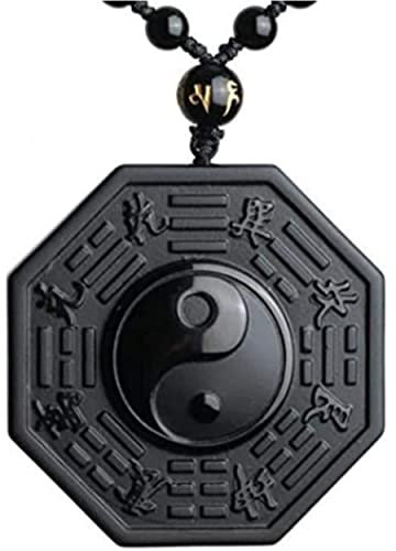 PIERRETOILES - Collier et Pendentif sculpté Yin & Yang en Obsidienne Noire