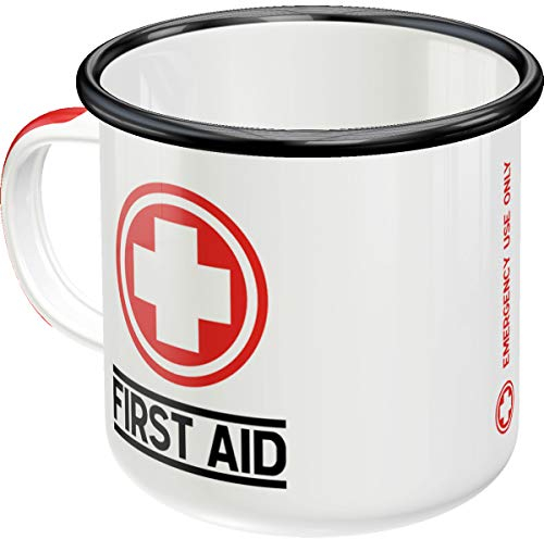 Nostalgic-Art Taza esmaltada retro, First Aid – Classic – Idea de regalo para fans de nostalgia, Copa para camping, diseño vintage con frase, 360 ml