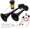 Gampro - Clacson per auto, 12 V, 150 db, avvisatore acustico bitonale ad aria in zinco cromato con compressore per qualsiasi veicolo a 12 V, camion, autocarri, treni, barche, auto e furgoni (nero)